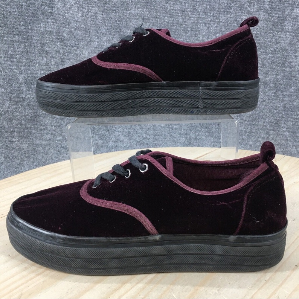 Brand new perfect condition platform burgundy velour sneakers